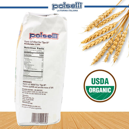 Polselli, Organic Tipo 00 Italian Flour – 5 kg (11 lb)