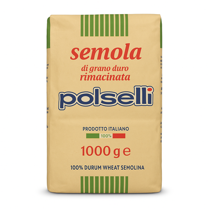 Polselli, Semola Flour, Semolina Rimachinata di Grano Duro 2.2 lb (1 kg)