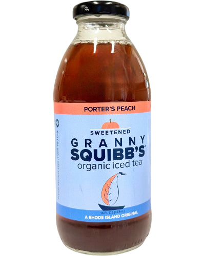 Granny Squibbs Porter's Peach Sweetened Organic Iced Tea Bottle - 12 bottles x 16 oz case
