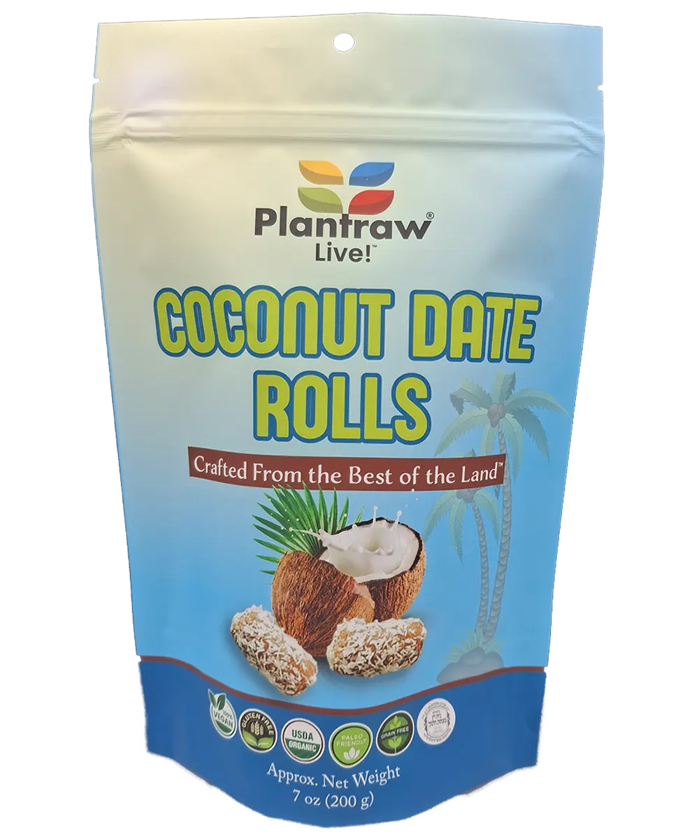 Coconut-Date Rolls - Original (7oz) - 0g refined carbs. Gluten free, Raw, vegan, organic, paleo friendly.