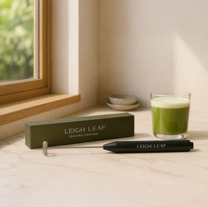 Leigh Leaf Electric Matcha Whisk - High-Quality Stainless Steel Frother for Matcha, Coffee & More