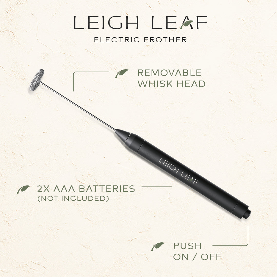 Leigh Leaf Electric Matcha Whisk - High-Quality Stainless Steel Frother for Matcha, Coffee & More