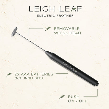 Leigh Leaf Electric Matcha Whisk - High-Quality Stainless Steel Frother for Matcha, Coffee & More