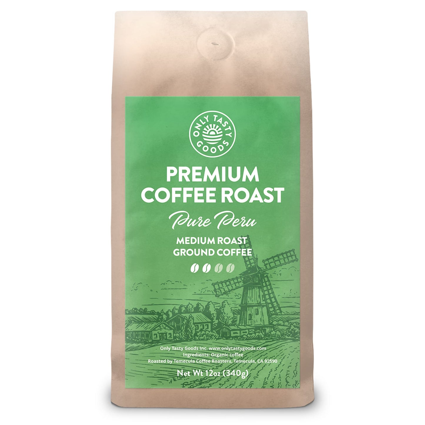 Pure Peru Medium Roast Ground Coffee, Non-GMO
