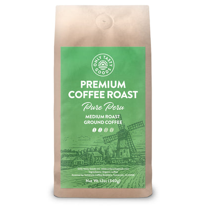 Pure Peru Medium Roast Ground Coffee, Organic, Fair Trade, Low Acid, Non-GMO