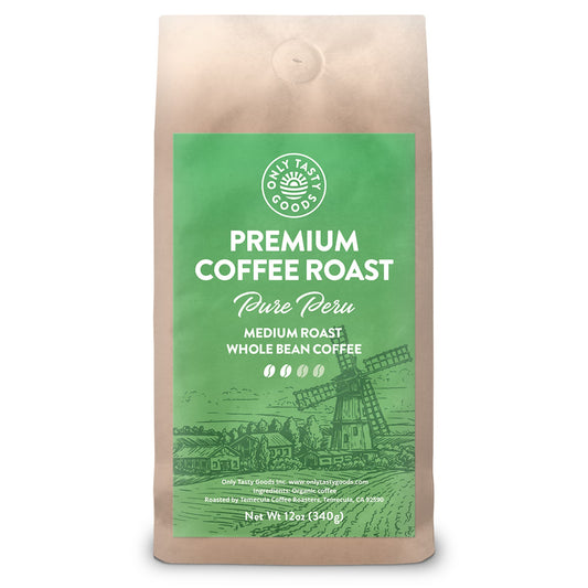 Pure Peru Medium Roast Whole Bean Coffee, Organic, Fair Trade, Low Acid, Non-GMO