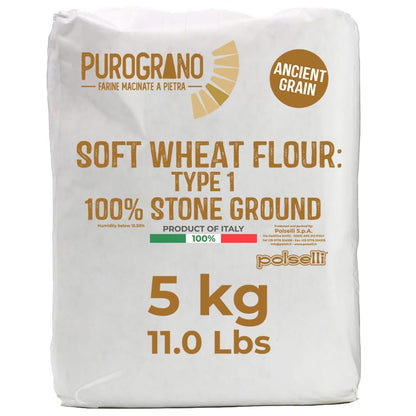 Polselli PuroGrano, Soft Wheat Flour Type 1 – 5kg (11 lb)
