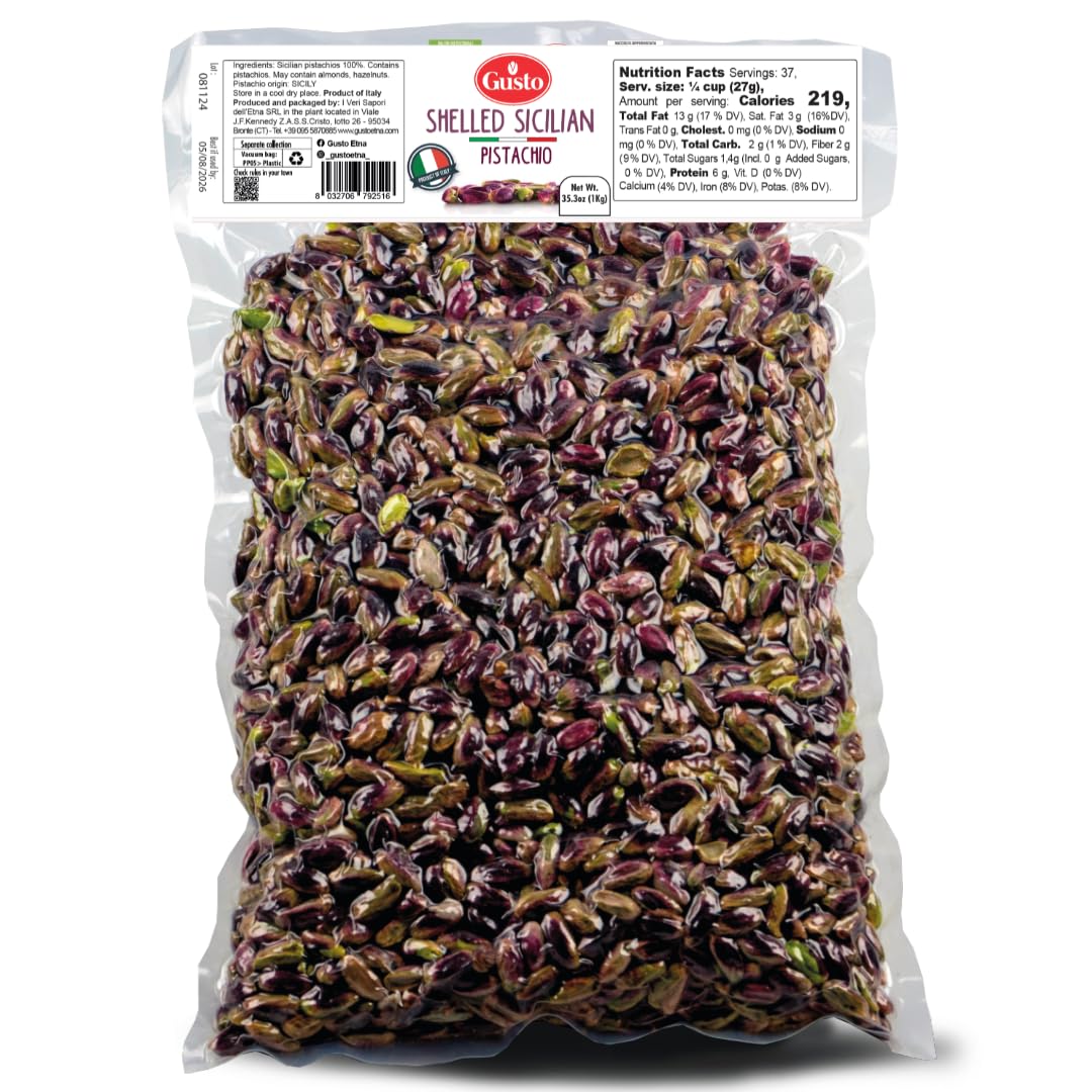 Gusto Etna Certified Sicilian Pistachios from Bronte – Raw, Shelled, Unsalted – 2.2 lb