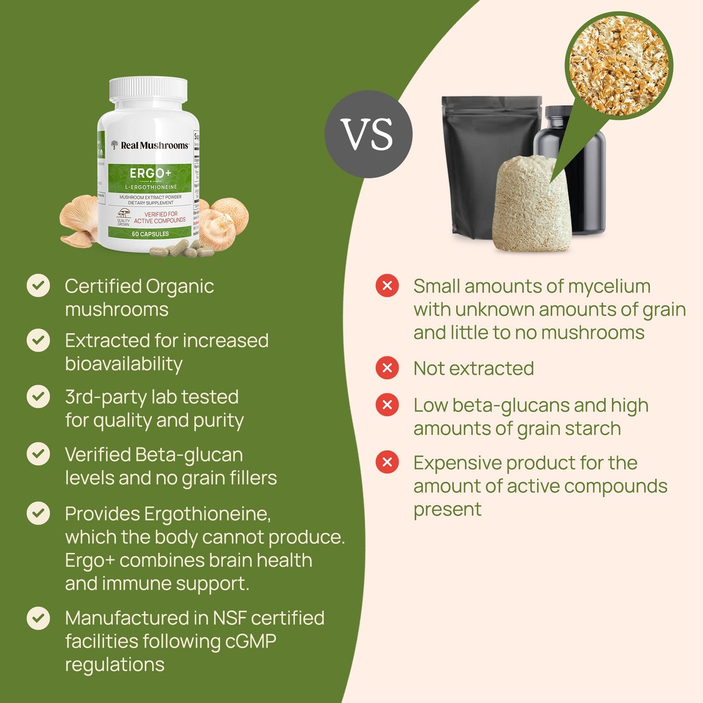 Ergo+ Ergothioneine Supplement by Real Mushrooms