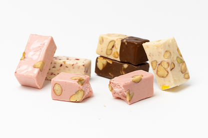 Andy Anand 28 bite-sized Roasted Almond Nougat Soft Nougat Brittle, Traditional European Turron Recipe Style, Nougat with Almonds - 7 Oz