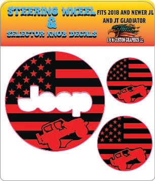 Steering wheel decal red and black rock crawler flag decal