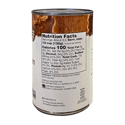 Refried Beans, Fat Free, Organic, Cadia