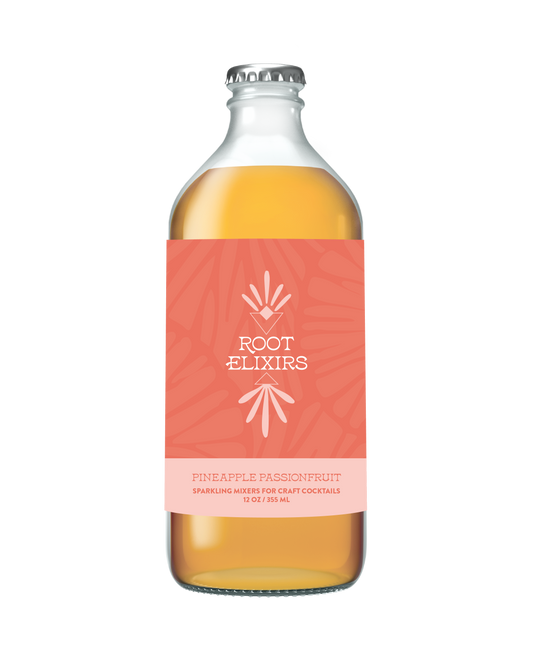 Root Elixirs Sparkling Pineapple Passionfruit Cocktail Mixer Bottles - 12 pack x 12 oz bottles