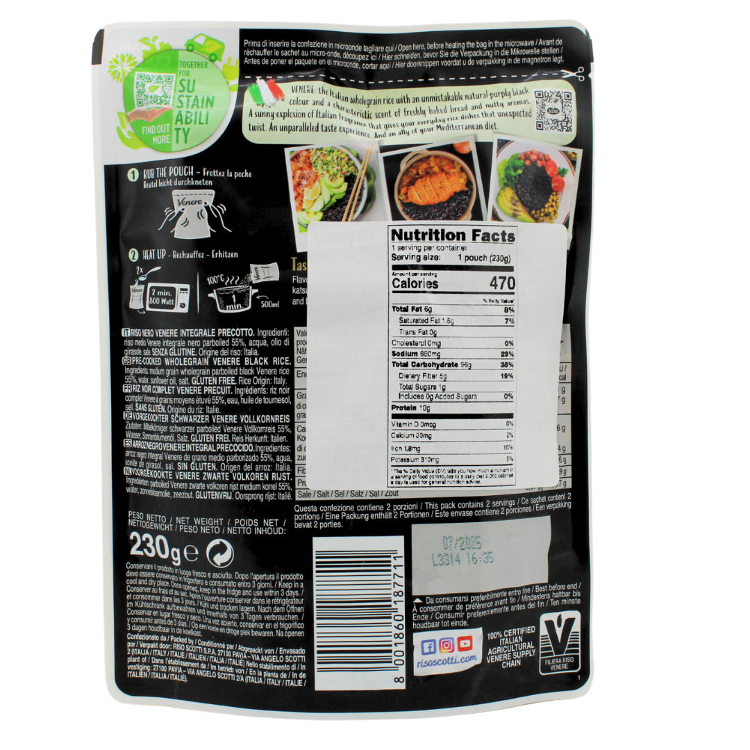 Riso Scotti, Microwave Venere Wholegrain Black Rice, 230g