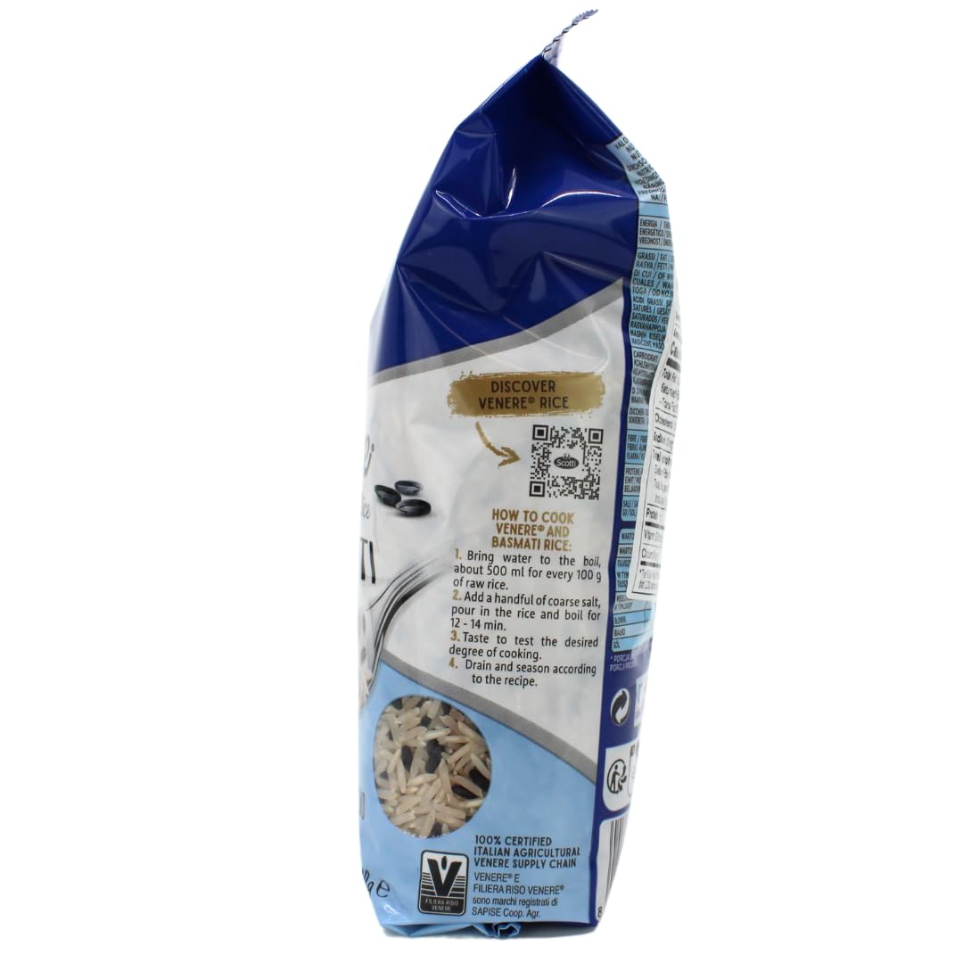 Riso Scotti, Venere Italian Black Rice & Basmati Rice, 17.6 oz (500 g)