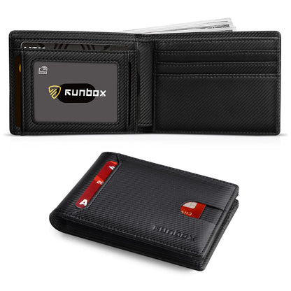 RUNBOX Slim Leather Wallet w/ RFID & 11 Card Slots