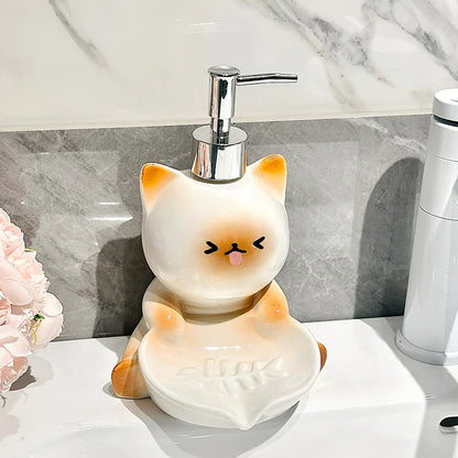 Kawaii Cat Lotion Dispenser & Soap Dish