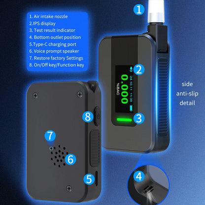 Electrochemical Alcohol Tester Voice Report Non-Contacting Electronic Breathalyzer Portable Alcohol Meter for Professional Use