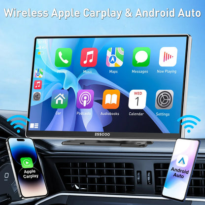ESSGOO 9 Inch Touch Screen Portable Car Stereo Radio Wireless Apple Carplay Android Auto USB TF Bluetooth Mirror Link
