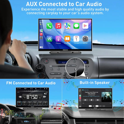 ESSGOO 9 Inch Touch Screen Portable Car Stereo Radio Wireless Apple Carplay Android Auto USB TF Bluetooth Mirror Link