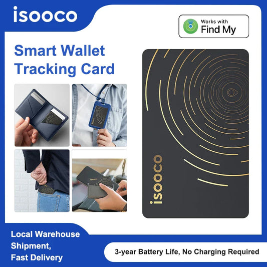 1/2Pcs isooco Wallet Finder Card,GPS Tracker,Smart Tags,Anti-lost Alarm Device,Bluetooth Locator, Used with Find My (iOS only)