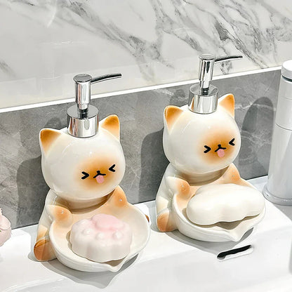 Kawaii Cat Lotion Dispenser & Soap Dish