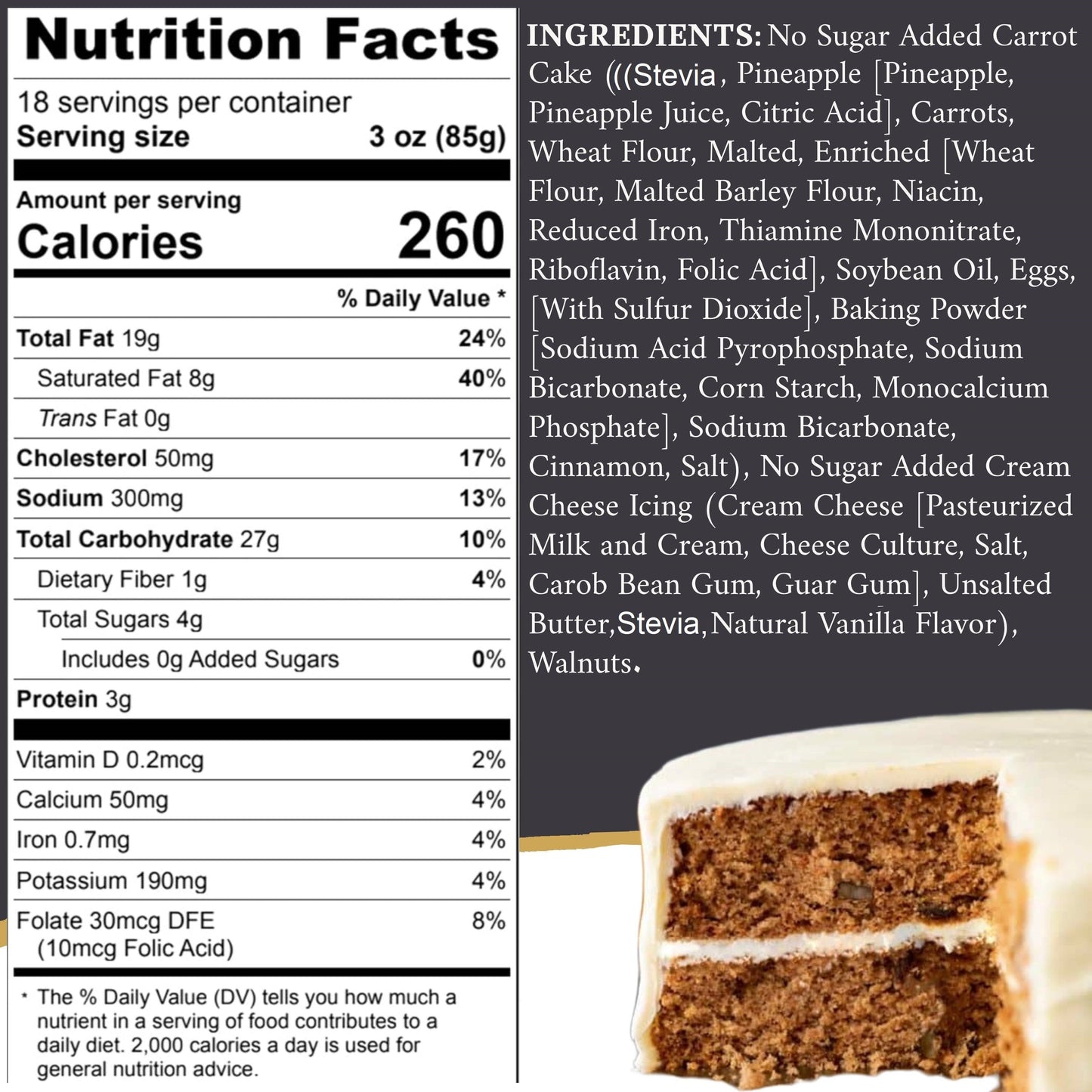 Andy Anand Deliciously Indulgent Sugar Free Carrot Cake - Amazing Freshly Baked,  Delight in Every Bite, Delicious, Decadent (3.2 lbs)