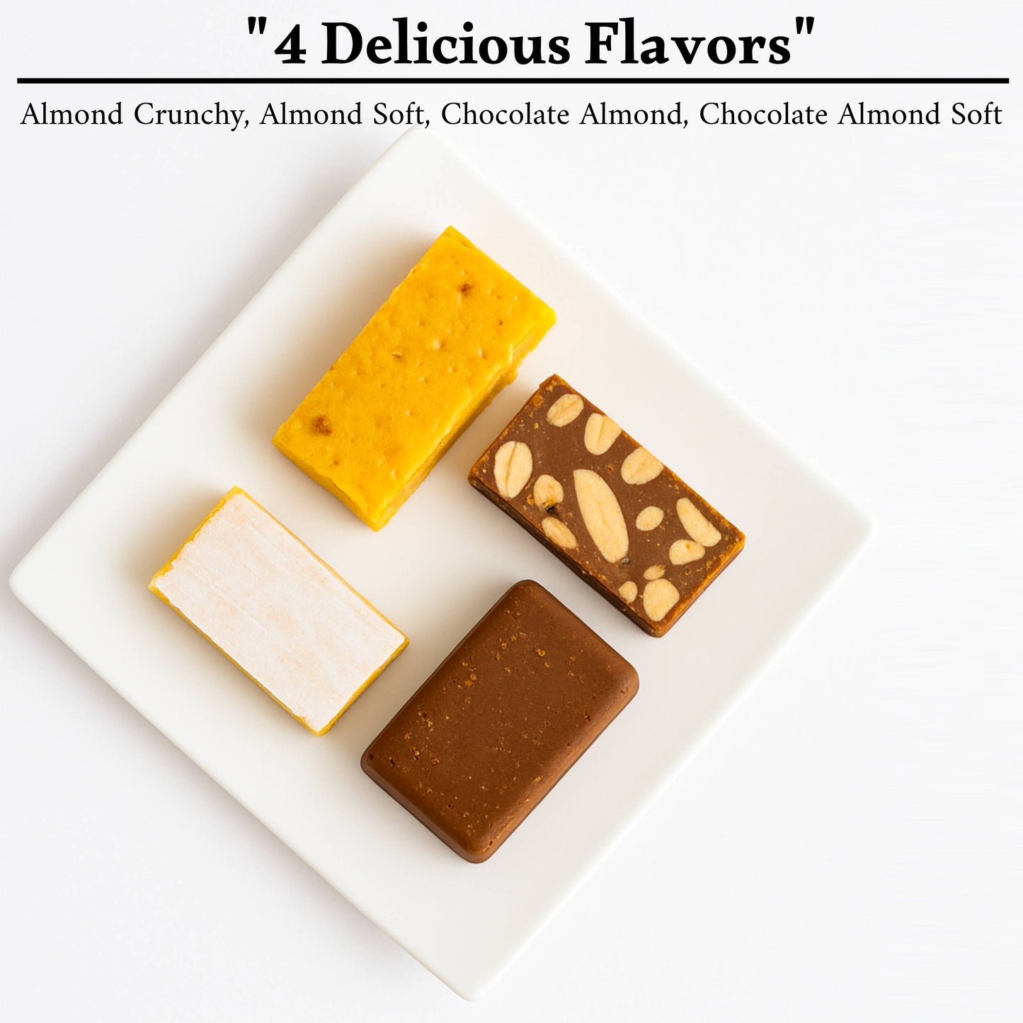 Andy Anand Sugar Free Nougat Assortment, Gluten Free - 4 Delicious Flavors of Soft Almond European Nougat with a Creamy Feel | Gluten Free, Creamy Texture - Gourmet Treat Made in Europe (8 Pcs 7 Oz)