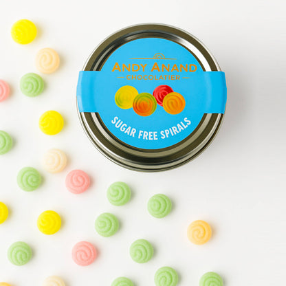 Andy Anand Sugar-Free Spiral Hard Candy, 110 pc, 7 oz – 5 Assorted Flavors, Made in Spain, Stevia Sweetened, Keto & Diabetic-Friendly Gift