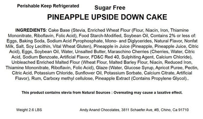Andy Anand Sugar Free Pineapple Upside Down Cake 9" - Freshly Baked in Homemade Style Cake Recipe (2.6 lbs)