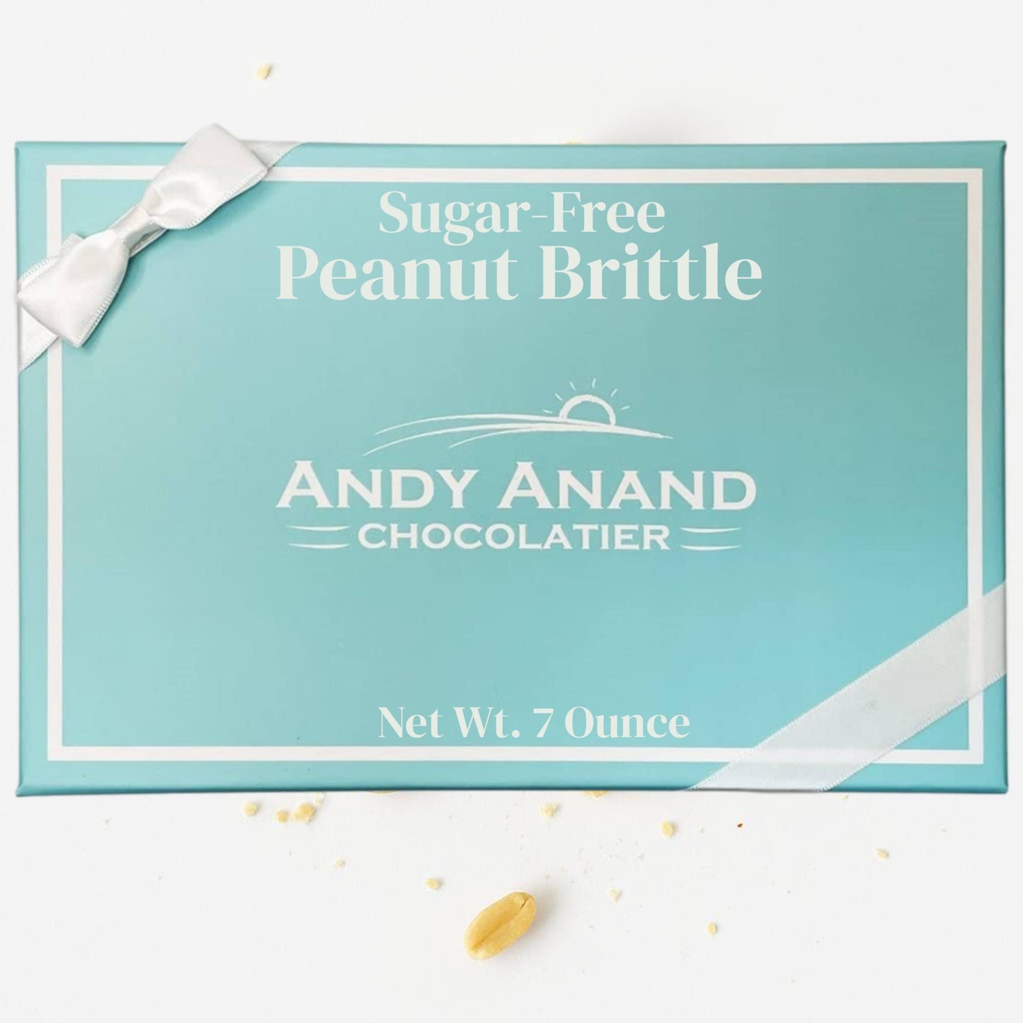 Andy Anand Sugar-Free Peanut Brittle, 7 oz – No Added Sugar, Keto-Friendly, Gluten-Free Handmade Snack, Diabetic-Friendly Birthday Gift Box