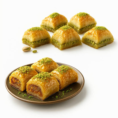 Andy Anand Chocolatier Sugar Free Baklava - Turkish Baklava Pastry With Nuts, Delicious Edible Gift Box with Pistachio, Walnut & Hazelnut, Gourmet Assorted Flavor Snack Box (26 Pcs, 8.8 Oz)