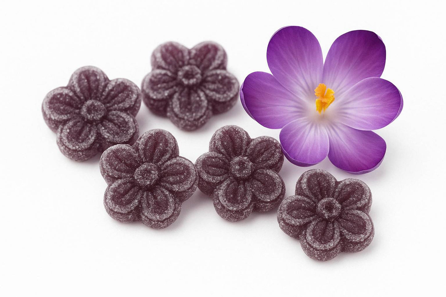 Andy Anand 150 Pc Sugar Free Violets, A Typical Old Candy Dragée Shaped Like A Flower Of Five Petals Made With The Essence Of Violet, Sugar Free Hard Candy - Made in Europe 3.5 Oz - 3 Pack (Shipped Free)