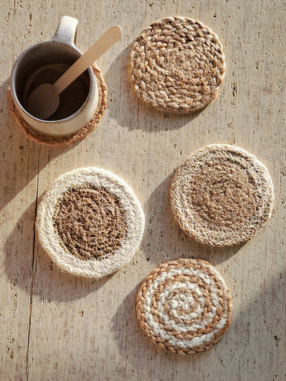 KORISSA Natural Coaster Gift Set with Heart pouch