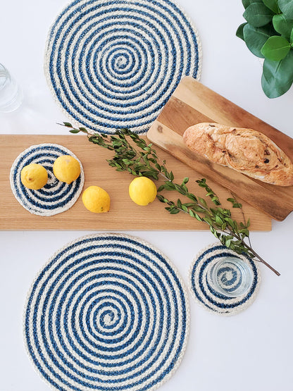 KORISSA Kata Spiral Placemat - Blue (Set of 4)