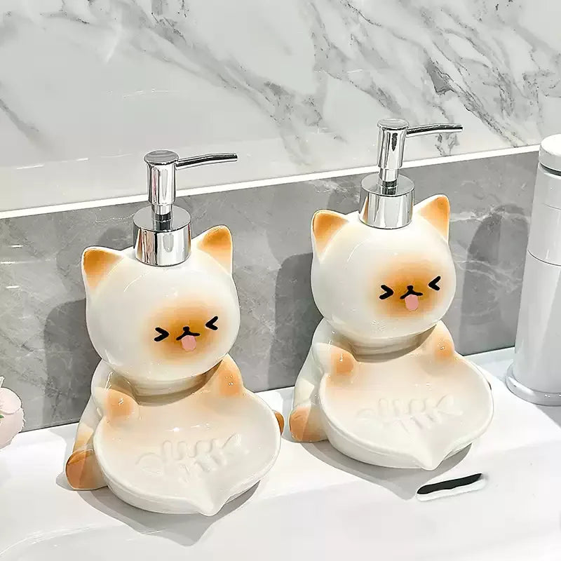 Kawaii Cat Lotion Dispenser & Soap Dish
