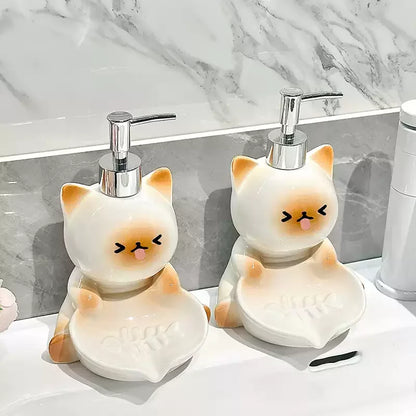 Kawaii Cat Lotion Dispenser & Soap Dish