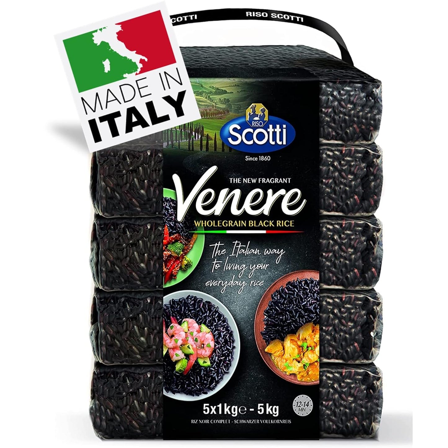 Riso Scotti Venere Black Italian Rice – Bulk (5 x 1 kg / 11 lb)