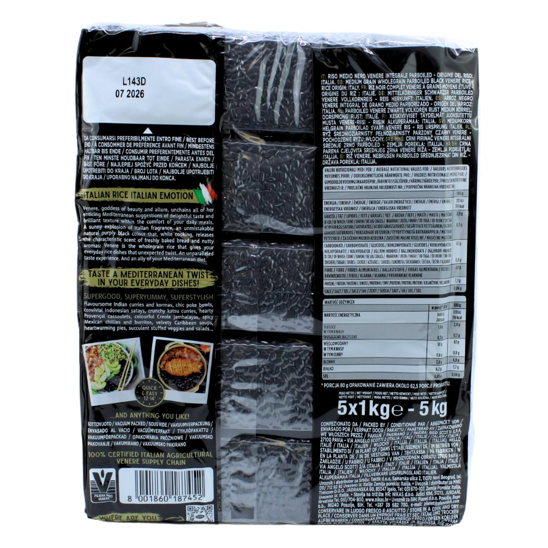 Riso Scotti Venere Black Italian Rice – Bulk (5 x 1 kg / 11 lb)