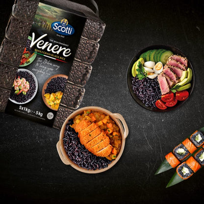 Riso Scotti Venere Black Italian Rice – Bulk (5 x 1 kg / 11 lb)