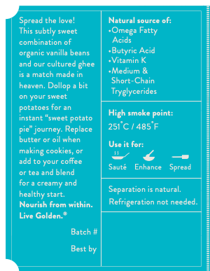 Grass-Fed Vanilla Dream Ghee | Ahara Rasa