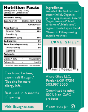 Grass-Fed Fancy Niter Kibeh Ghee | Ahara Rasa