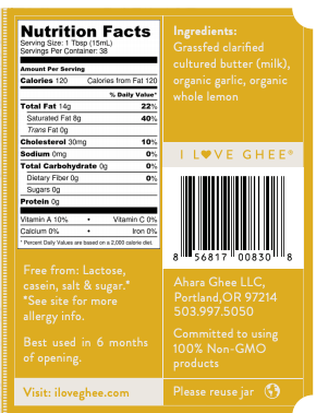 Grass-Fed Lemon & Garlic Ghee | Ahara Rasa