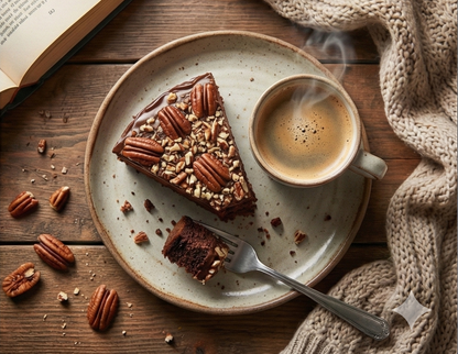 Andy Anand Chocolate Caramel Pecan Cake 9" - Fresh Baked Handcrafted Cake, Decadent, Delicious (2.8) lbs