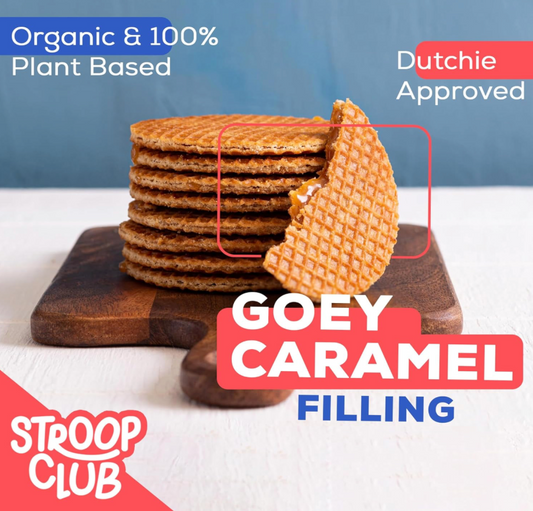 Stroop Club Traditional Caramel Plant Based and Organic Stroopwafels Box - 12 packs x 2-pack case