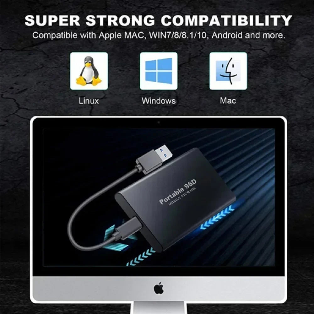 External Hard Drive SSD 4TB - USB 3.0 Solid Disk Fast Transfer Shockproof Large Backup Plug & Play Compatible with Mac/PC/Phones
