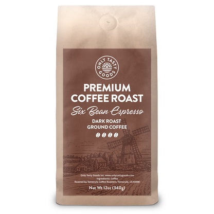 Six Bean Espresso Dark Roast Ground, Speciality Coffee Beans, Fresh Roasted