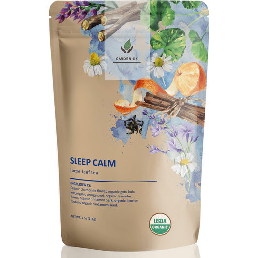 Sleep Calm Loose Leaf Herbal Tea with Chamomile, USDA Organic, Kosher, Caffeine Free - 4 oz (114g)