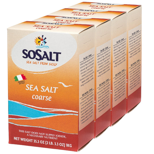 SoSalt, 12 pack x 1 kg Coarse Natural Sea Salt (35.3 oz)