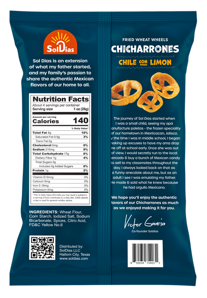 Chicharrones Chile Limon | Fried Wheat Wheels | 4 oz